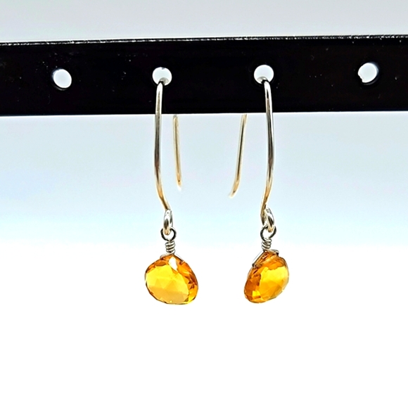 💎Golden citrine earrings on sterling post dangling earring NWOT - Picture 2 of 5